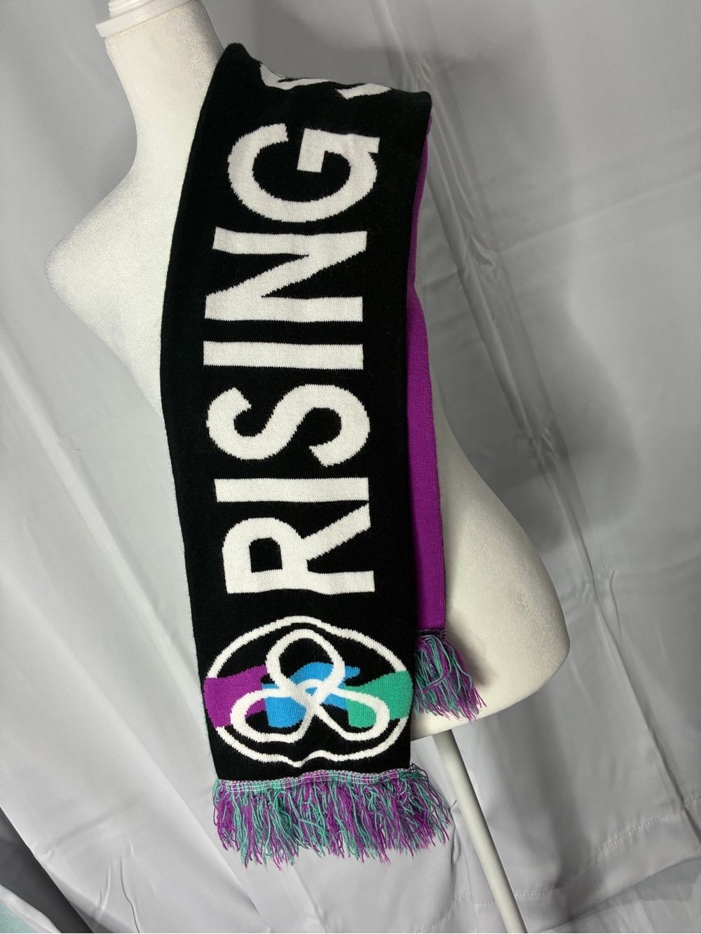 Unbranded Black White Graphic Knit Scarf Colorful Fringe Unisex Winter - Picture 5 of 7